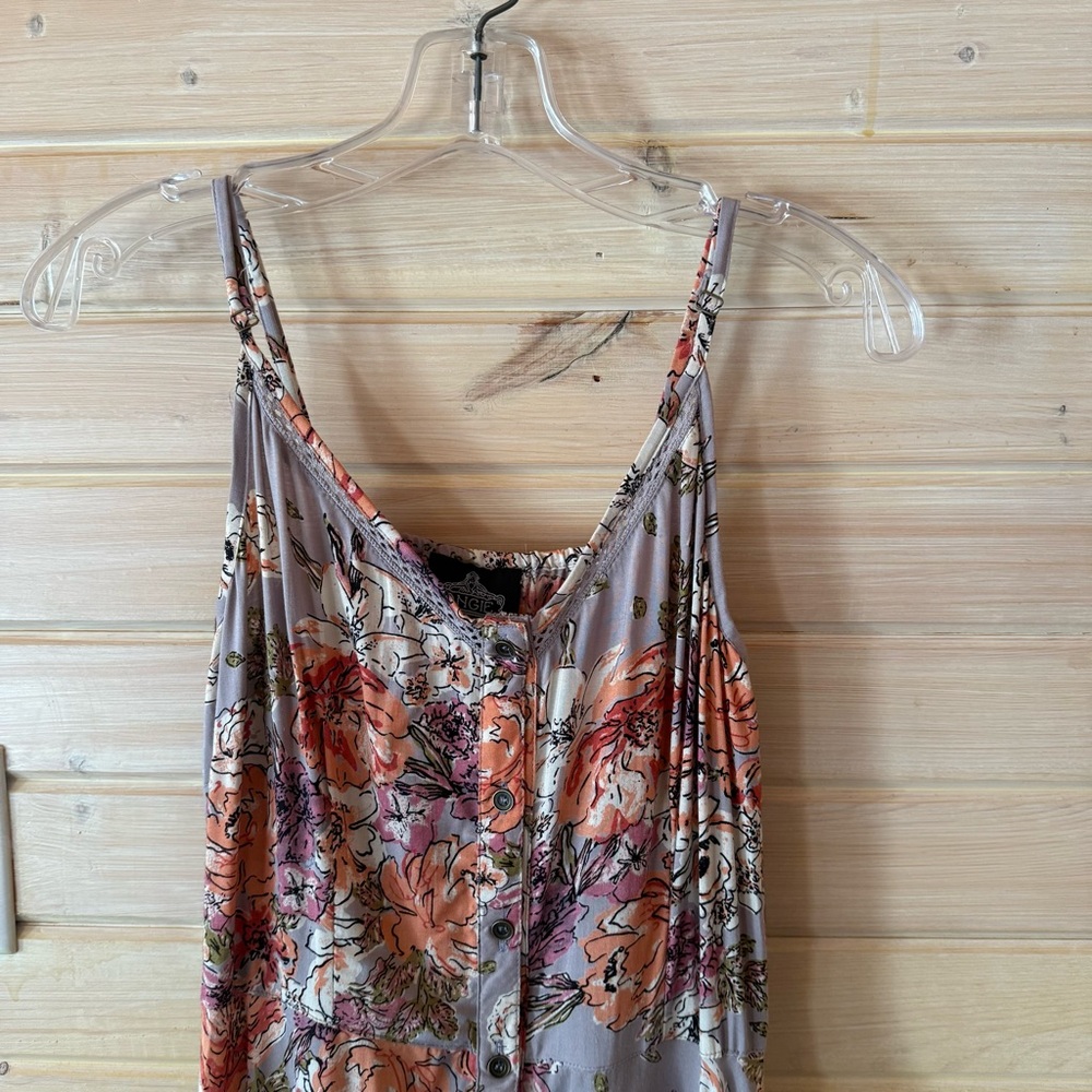 Angie Floral Boho Maxi Dress S NWT – Button Front, Asymmetrical Hem